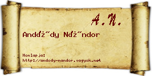 Andódy Nándor névjegykártya